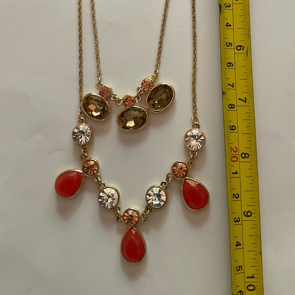 Monet Multi-color Double Strand Necklace Kohl’s Coral Pink Oval Earrings NWT - Picture 4 of 11